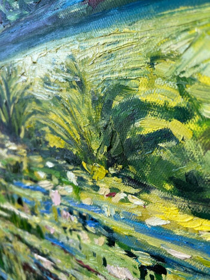 Obraz olejny ręcznie malowany, na płótnie: Monet "Staw z liliami wodnymi" Pejzaż. Kopia malarska. 88 cm x 93 cm - obrazek 3
