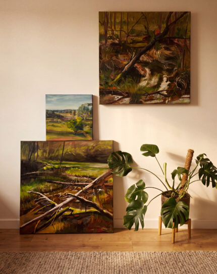 Pejzaż olejny – Spokój codzienności, mazury 40 cm x 40cm - obrazek 5